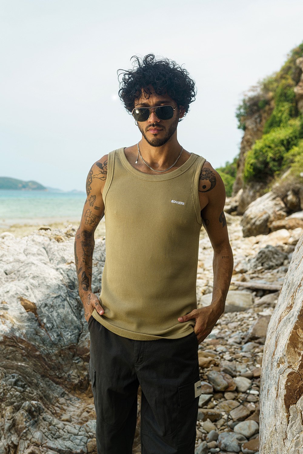 Beige Waffle Tank