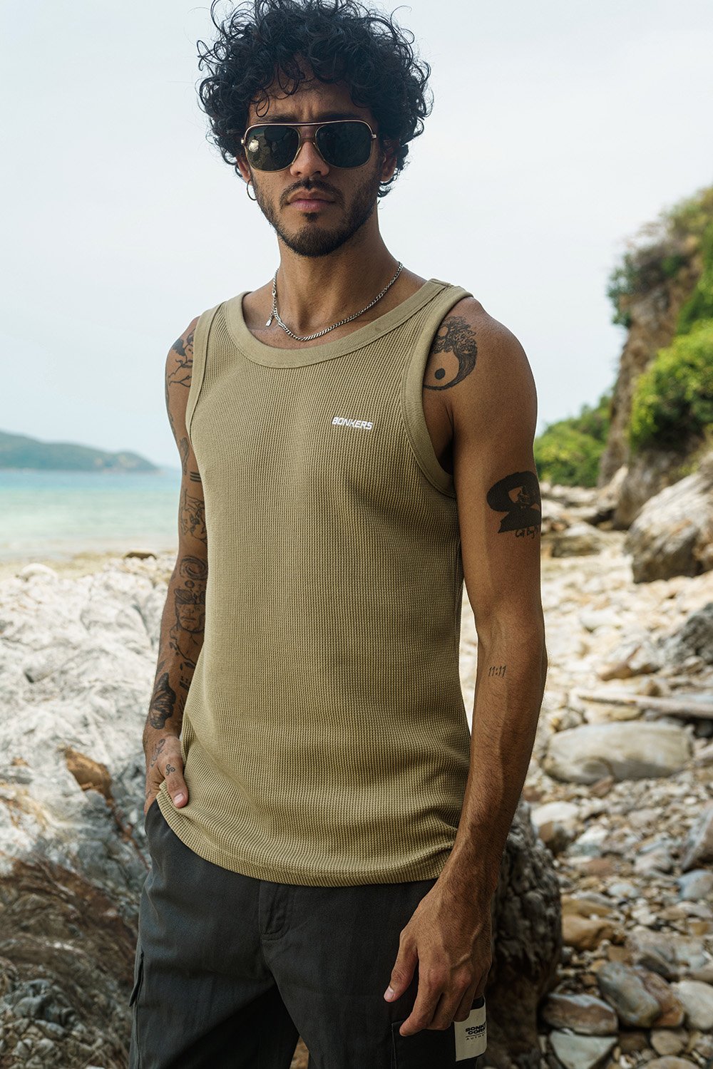 Beige Waffle Tank