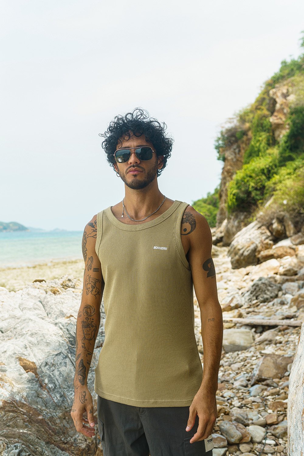 Beige Waffle Tank